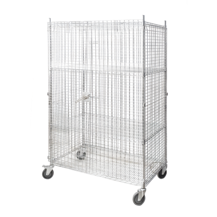 Product image #1 for Mobile Chrome-Plated Carbon Steel Security Cage Panel Set with 2 Swing Doors, 48W x 24D x 61H