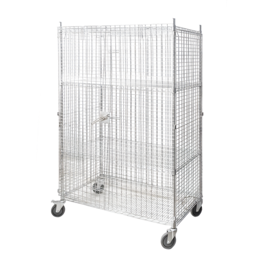 Product image #1 for Mobile Chrome-Plated Carbon Steel Security Cage Panel Set with 2 Swing Doors, 48W x 24D x 61H