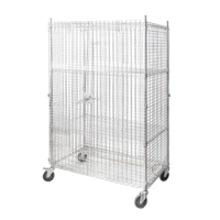 Mobile Chrome-Plated Carbon Steel Security Cage Panel Set with 2 Swing Doors, 48W x 24D x 61H