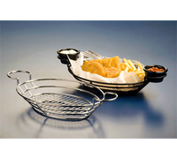 American Metalcraft 11 x 8 Inch Oval Wire Serving Basket with Built-In Ramekin Holders, Black