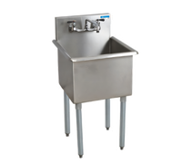 Single Compartment Budget Sink with 24 x 24 x 14-Inch Bowl, 8-Inch Backsplash, and Legs