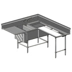 Thumbnail image #1 for Eagle Group Spec-Master CFNP2840-2-48TR Two-Compartment 14-Gauge 304 Stainless Steel Prep Sink with Right-Hand 48-Inch Trough Prep Area