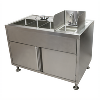 BK Resources FTWS-4829L 48-Inch Stainless Steel All-In-One Food Truck Wash Station with Three-Compartment Sink and Hand Sink