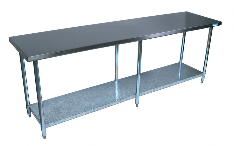 Product image #1 for BK Resources CVT-9624 96 Inch x 24 Inch 16-Gauge Stainless Steel Flat Top Work Table with Adjustable Undershelf