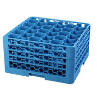 OptiClean NeWave Full-Size 30-Compartment Dishwasher Glass Rack with 4 Sure-Lock Extenders, Blue