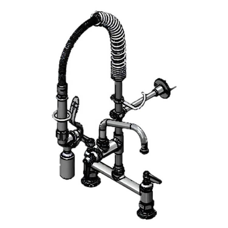 Product image #1 for T&S Brass Mini Pre-Rinse Faucet, 8-Inch Deck Mount, 0.65 GPM Low-Flow Spray Valve, 6-Inch Swing Nozzle