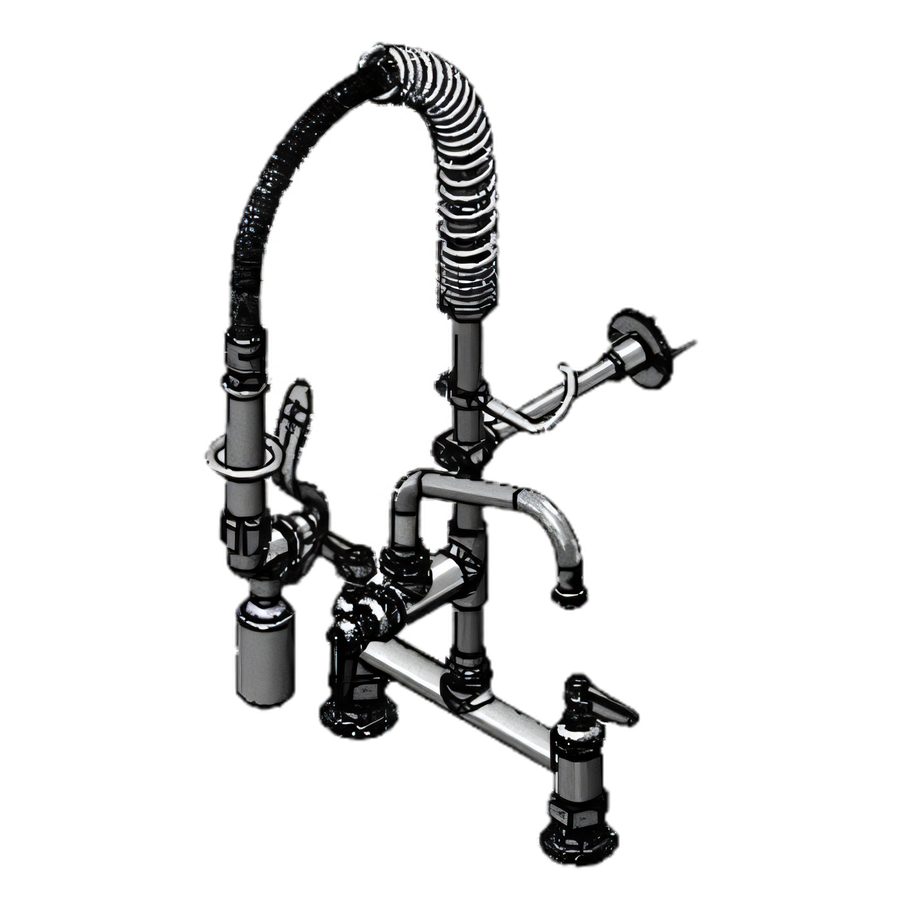 Product image #1 for T&S Brass Mini Pre-Rinse Faucet, 8-Inch Deck Mount, 0.65 GPM Low-Flow Spray Valve, 6-Inch Swing Nozzle