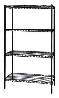 Quantum 60 x 18 x 54 Inch Black Epoxy Antimicrobial Wire Shelving Starter Kit