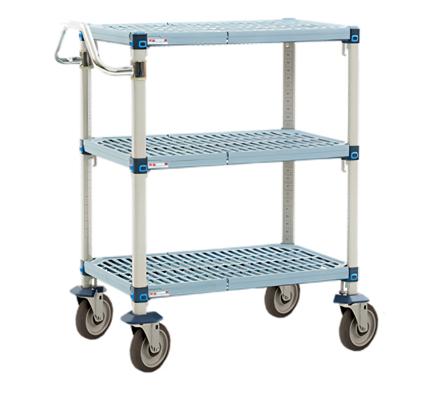 Product image #1 for MetroMax Q 24"W x 36"D x 40"H 3-Shelf Polymer Utility Bus Cart, 900 lb Capacity, Microban