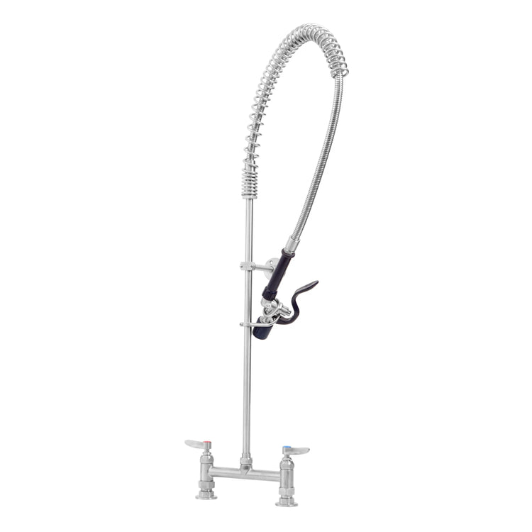 Product image #1 for T&S Brass EverSteel Stainless Steel 8-Inch Centers Deck-Mount Pre-Rinse Mixing Faucet with Wall Bracket