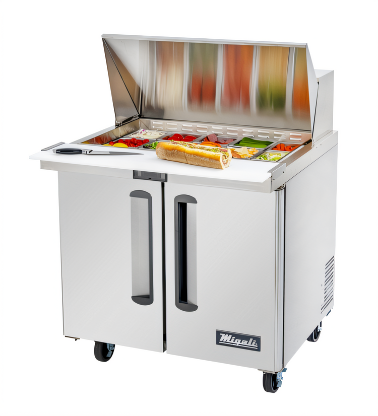 Product image #1 for Migali Competitor Series 36.3-Inch Big Top Refrigerated Sandwich Prep Table, 2-Door, 15-Pan
