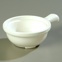 Microwave-Ware 12 oz White Polycarbonate Footed Handled Soup Bowl, 5-5/16 Inch