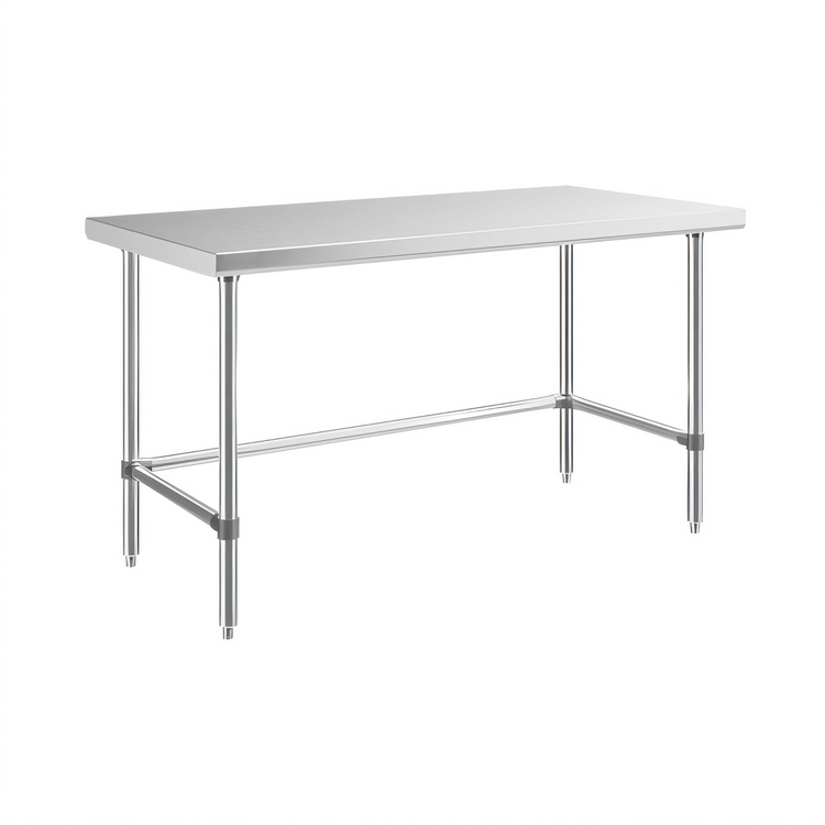 Product image #1 for Sapphire 60-Inch x 18-Inch 18-Gauge 430 Stainless Steel Flat Top Work Table with Beveled Square Edge and Open Base