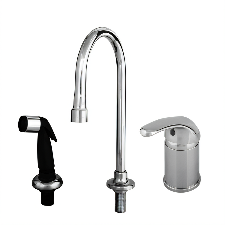 Product image #1 for T&S Brass Side Mount Pre-Rinse Faucet with Rigid Gooseneck and Sidespray