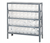 Thumbnail image #1 for Quantum Heavy-Duty Stationary Wire Shelving Unit with 5 Shelves and 18 Clear Bins, 36 x 12 x 39 Inches