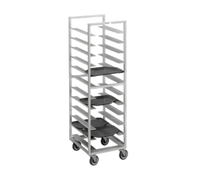Channel Manufacturing T439A3 Trapezoidal Aluminum Cafeteria Tray Rack, 10-Tray Capacity, 36-Inch High, End Load, with Swivel Casters