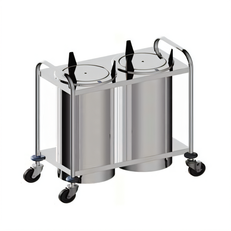 Product image #1 for Atlas Metal 2-Stack Heated Mobile Open Plate Dispenser for 6-1/2-Inch Round Plates