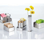 Thumbnail image #1 for American Metalcraft HMSPT5 Hammered Finish Stainless Steel Straight-Sided Square Sugar Packet Holder Case of 48