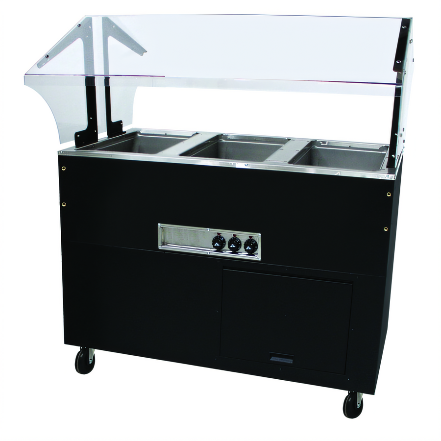 Product image #1 for Advance Tabco Portable Electric Hot Food Buffet Table with 3 Sealed Wells, Stainless Steel Top, and Matte Black Base