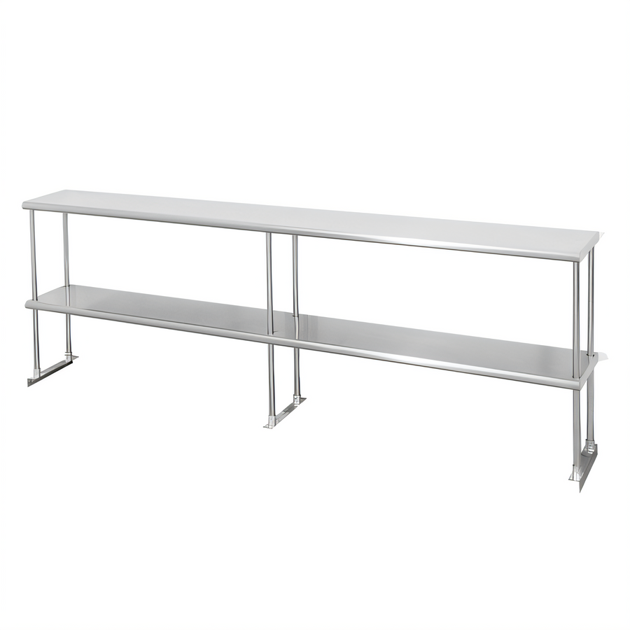 Product image #1 for Double Stainless Steel Table-Mounted Overshelf, 120 Inch W x 18 Inch D