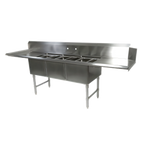 Thumbnail image #1 for John Boos DT3B18244-2D18L-X Straight Triple-Compartment Pot Sink Table with Dual Drainboards and Right-Side Dish Machine Attachment
