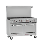 Thumbnail image #1 for Southbend (Middleby) S-Series S48EE 48-Inch Gas Restaurant Range with 8 Open Burners and 2 Space Saver Ovens
