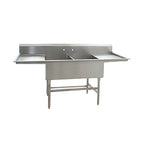 Thumbnail image #1 for Eagle Group Spec-Master FFN2736-2-30-14/3 Two-Compartment Flush Front Sink, 14-Gauge 304 Stainless Steel, 30" Left & Right Drainboards