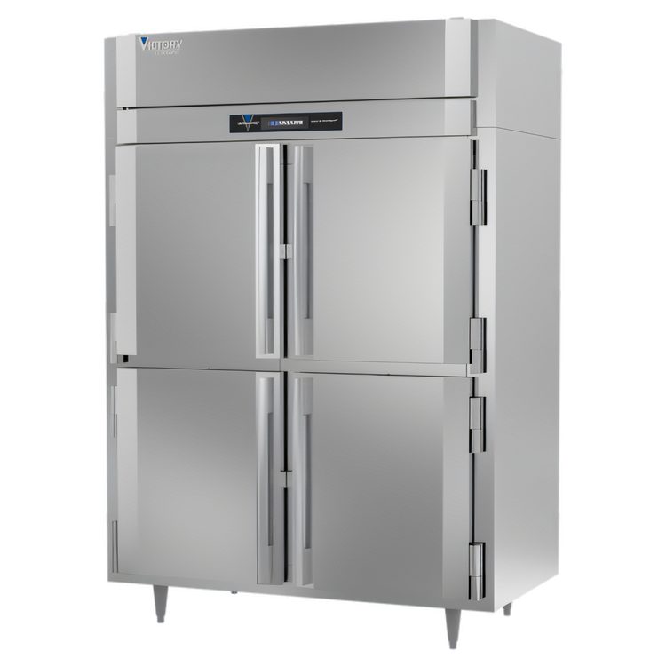 Product image #1 for Victory UltraSpec Extra Wide 2-Section Reach-In Freezer with 4 Half-Height Solid Hinged Doors, Self-Contained Top-Mounted Refrigeration