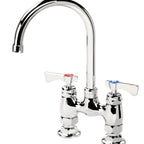 Thumbnail image #1 for Krowne Royal Series 15-401L 4-Inch Center Raised Deck-Mount Commercial Faucet with 6-Inch Gooseneck Spout and Ceramic Valves