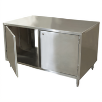 BK Resources Dual Access Stainless Steel Chef Table Cabinet Base with Hinged Doors, 36 x 24 x 34-3/4 Inches