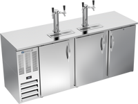 Beverage-Air 78-Inch Shallow-Depth Direct Draw Beer Dispenser with 3 Solid Doors, 4-Keg Capacity, and 2 Dual-Faucet Towers