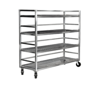 Channel Manufacturing Aluminum Glass/Oval Tray Mobile Shelf Truck / Flight Cart, 75 x 25 x 72 Inches, 4 Shelves