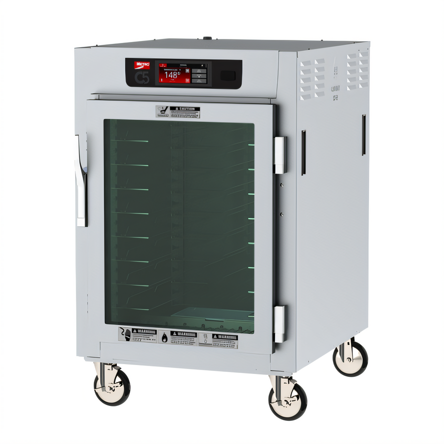 Product image #1 for Metro C5 8 Series Half-Height Pass-Thru Controlled Temperature Holding Cabinet with Combination Doors, Universal Slides, 8 Full-Size Sheet Pan Capacity, 120V