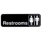 Thumbnail image #1 for Vollrath 4517 Restrooms Sign, White on Black, 3" x 9"