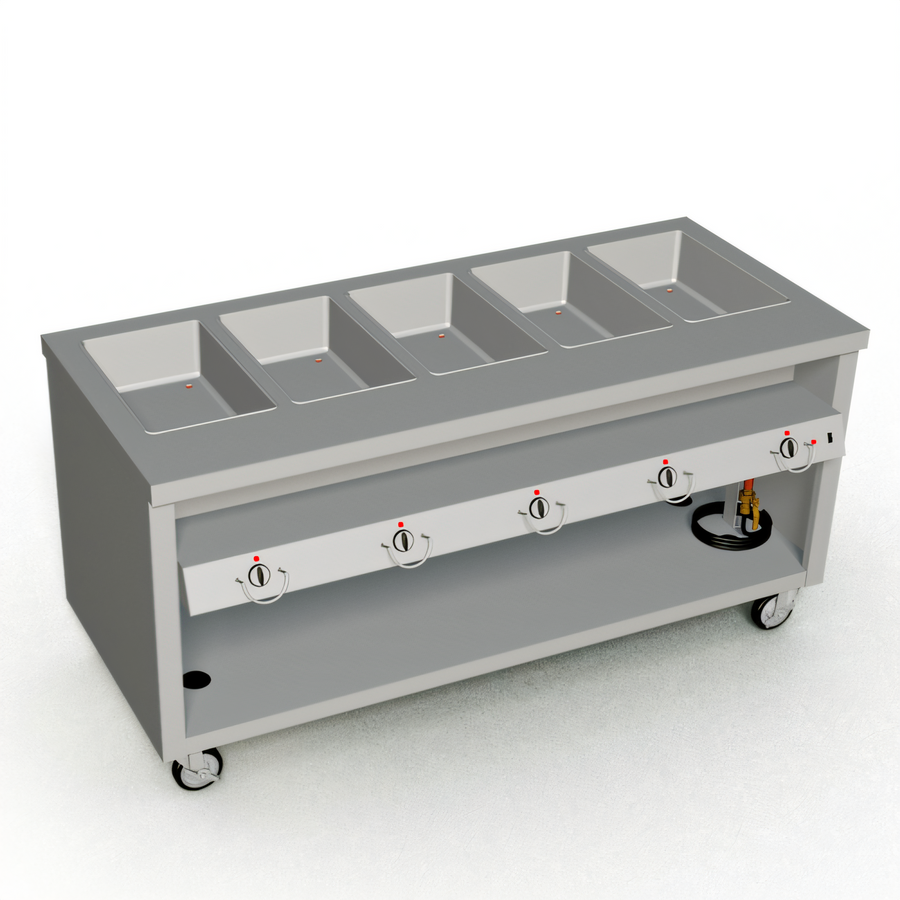 Product image #1 for Thurmaduke TEHF-74 5-Pan Mobile Electric Hot Food Unit with Open Base