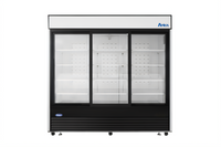 Atosa Three-Section Sliding Glass Door Merchandiser Refrigerator, 68 Cu. Ft., Bottom-Mount, Black Exterior