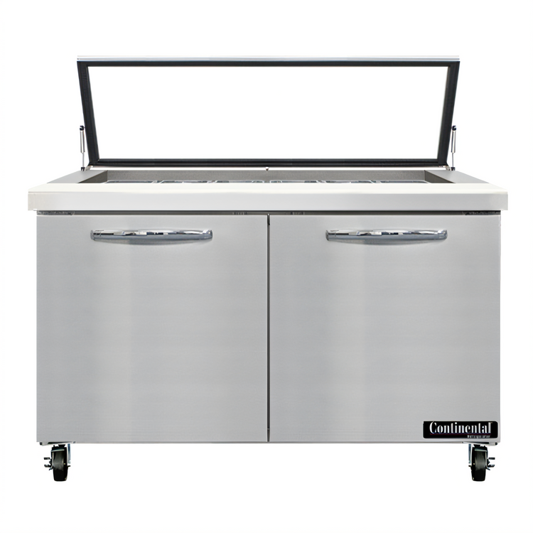 Product image #1 for Continental Refrigerator SW48N18M-HGL Mighty Top 48-Inch Two-Section Sandwich Unit Refrigerator with Hinged Glass Lid