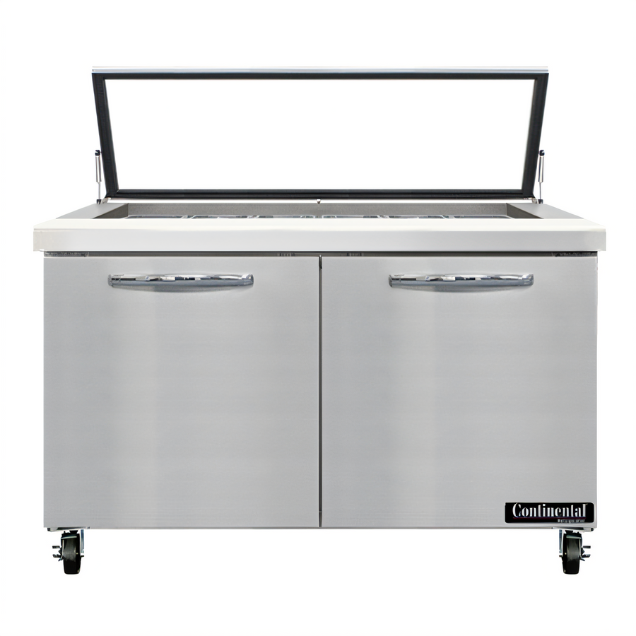 Product image #1 for Continental Refrigerator SW48N18M-HGL Mighty Top 48-Inch Two-Section Sandwich Unit Refrigerator with Hinged Glass Lid