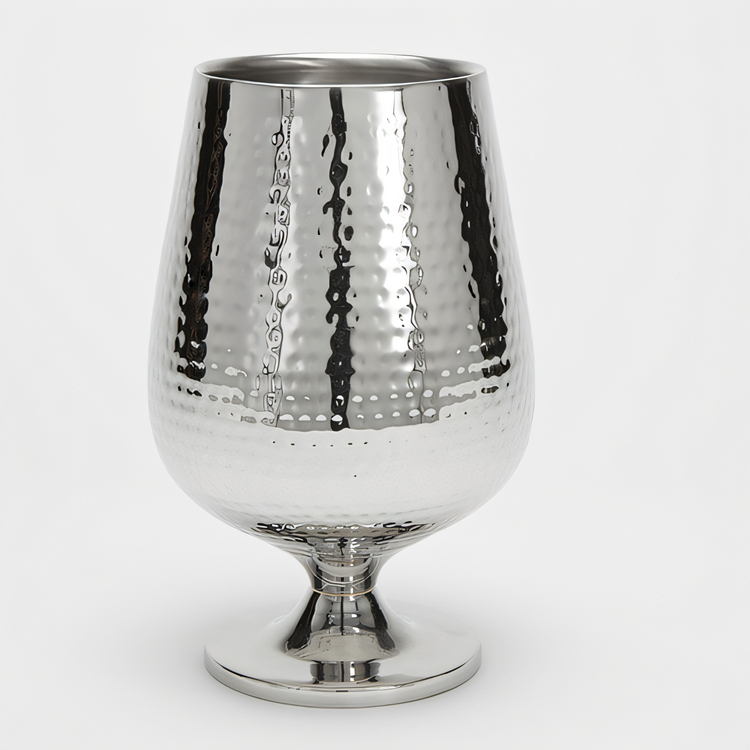 Product image #1 for Round Double-Wall Stainless Steel Wine Cooler with Hammered Finish, 54 oz.