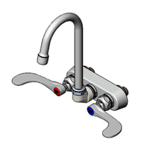 T&S Brass Low-Lead Wall-Mount Workboard Faucet with 4-Inch Centers, 4-3/8-Inch Swivel Gooseneck and Wrist Blade Handles