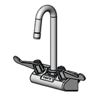 Thumbnail image #1 for T&S Brass equip 5F-4WWX03 4-Inch Wall-Mount Low-Lead Mixing Faucet with 3-Inch Swivel Gooseneck and Wrist Handles