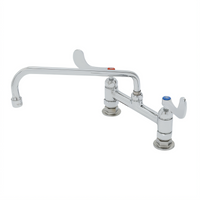 T&S Brass Double Pantry Deck-Mount Mixing Faucet with 12-Inch Swing Nozzle, 8-Inch Adjustable Centers