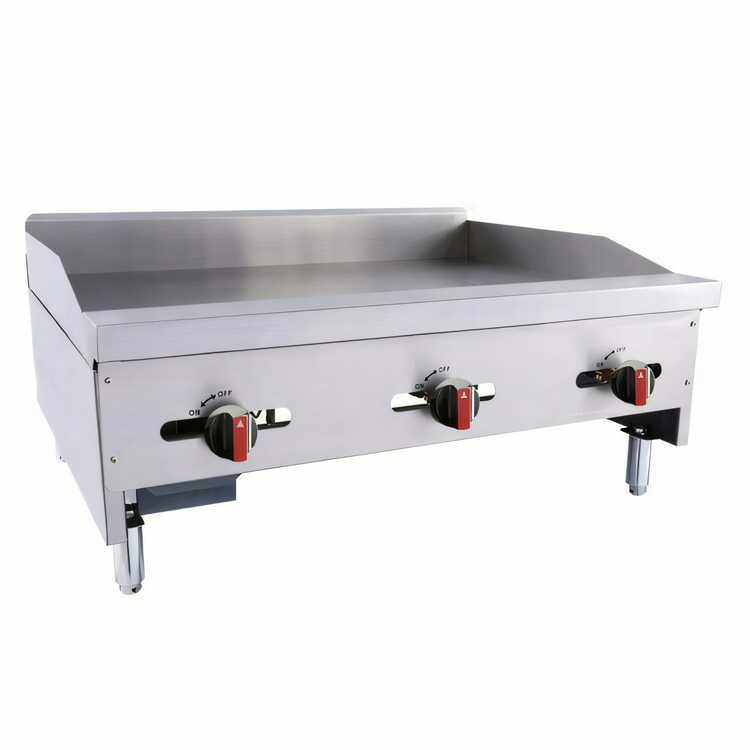 Product image #1 for BakeMax 36-Inch Heavy Duty Natural Gas Countertop Manual Griddle, 3 Burners