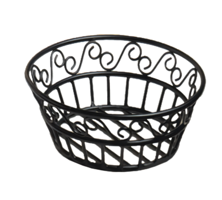 Product image #1 for Decorative Black Wrought Iron Round Bread Basket, 8 Inch Diameter x 3 Inch High