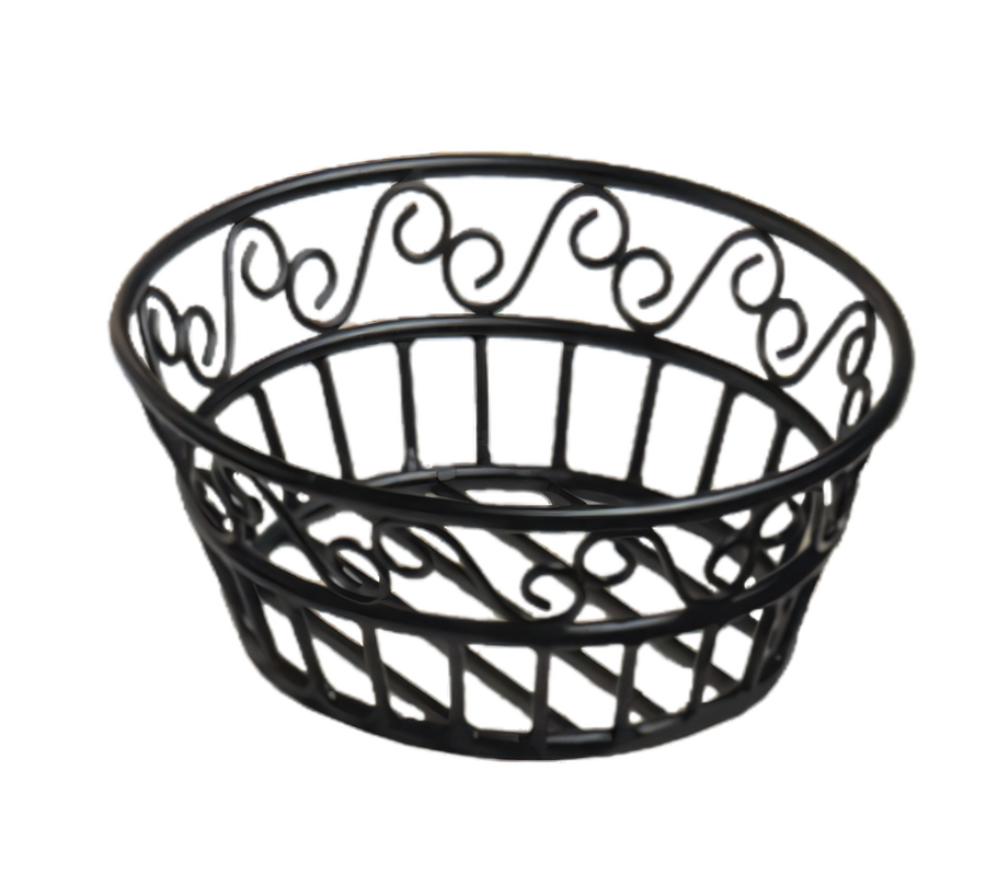 Product image #1 for Decorative Black Wrought Iron Round Bread Basket, 8 Inch Diameter x 3 Inch High