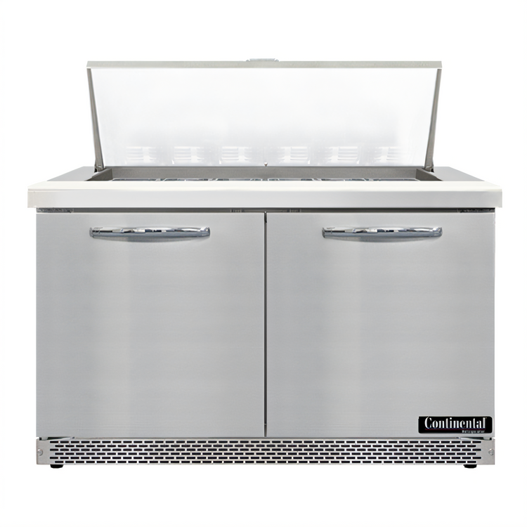 Product image #1 for Mighty Top 48" Two-Section Front Breather Refrigerated Sandwich Prep Table with 18-Pan Capacity
