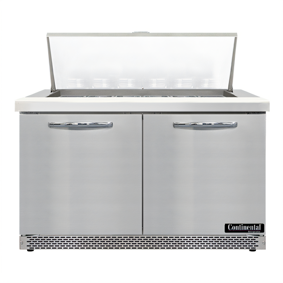 Product image #1 for Mighty Top 48" Two-Section Front Breather Refrigerated Sandwich Prep Table with 18-Pan Capacity