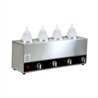 Omcan Quadruple Bottle Countertop Sauce Warmer with 4 Included 32-Oz Bottles