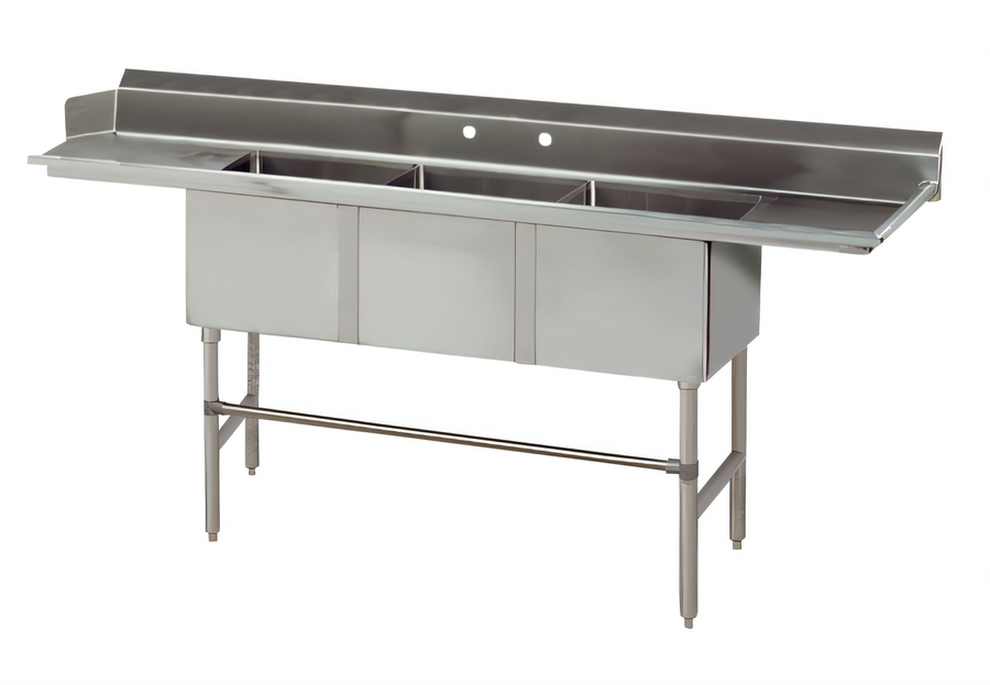 Product image #1 for Advance Tabco Special Value 83-Inch 3-Compartment Sink Dishtable with Right Drainboard