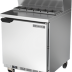 Thumbnail image #1 for Beverage Air TPE27HC-6P-7R 27-Inch One-Section Topping Prep Table, 6.9 Cu. Ft., 1 Door, 6-Pan Capacity, Rear-Mounted Self-Contained Refrigeration